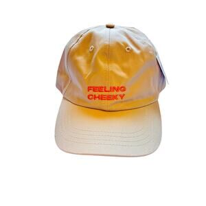 NWT Morphe Feeling Cheeky Hat Beige Baseball Cap Pink Logo